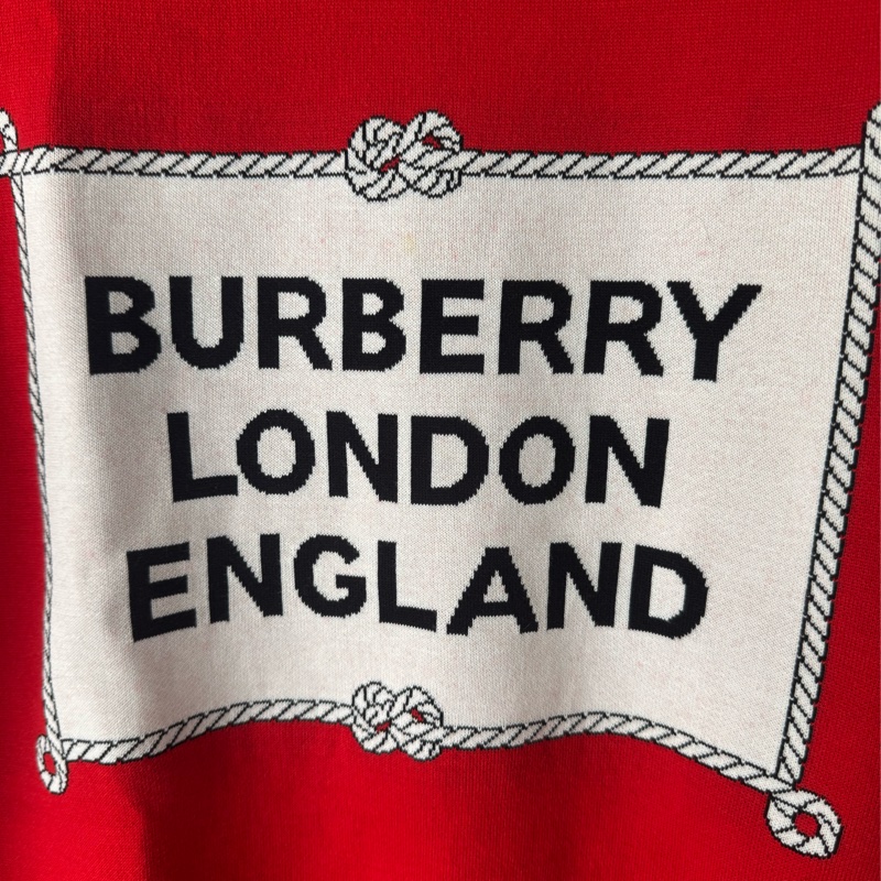 Burberry 紅色黑字母長袖毛衣xs-1