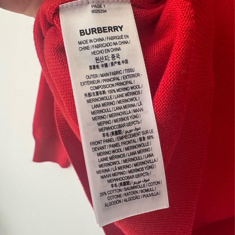 Burberry 紅色黑字母長袖毛衣xs-14