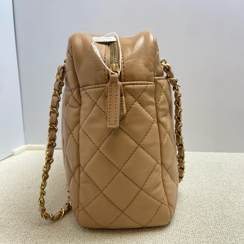 CHANEL/香奈兒 2.55相機包鏈條包 中號 奶茶色 12開底長32-4