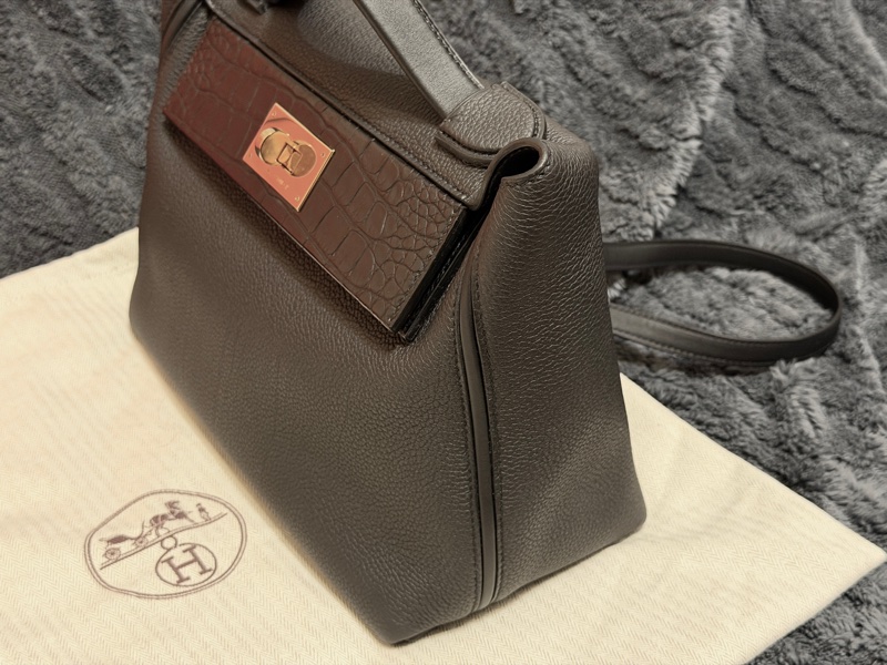 選稀有選特色HERMES 2424/大全配盒裝緞帶防塵袋/Z刻黑色29/-7