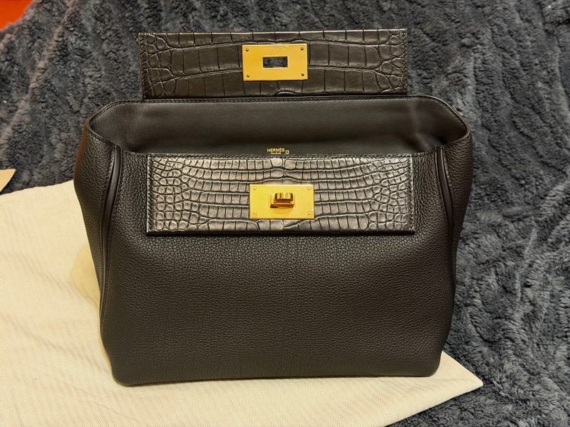 選稀有選特色HERMES 2424/大全配盒裝緞帶防塵袋/Z刻黑色29/-13