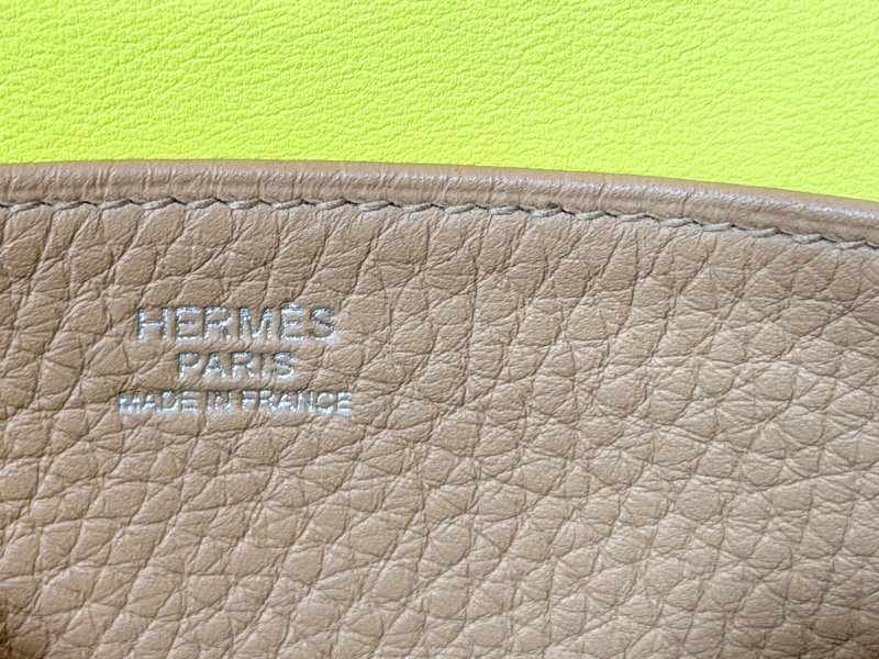 Hermes Halzan 25 餅乾色拼黃色銀扣-8