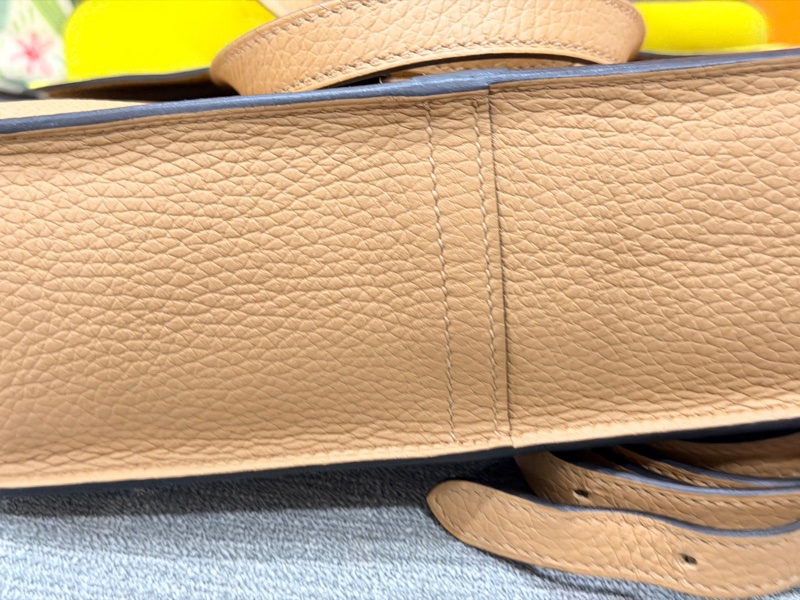 Hermes Halzan 25 餅乾色拼黃色銀扣-15
