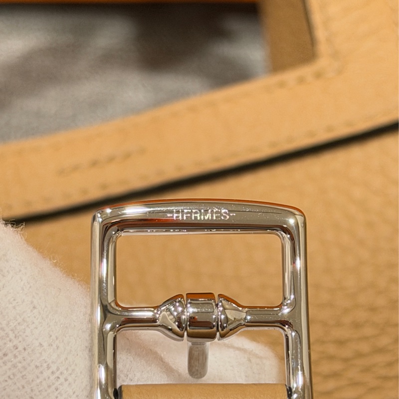 Hermes Halzan 25 餅乾色拼黃色銀扣-22