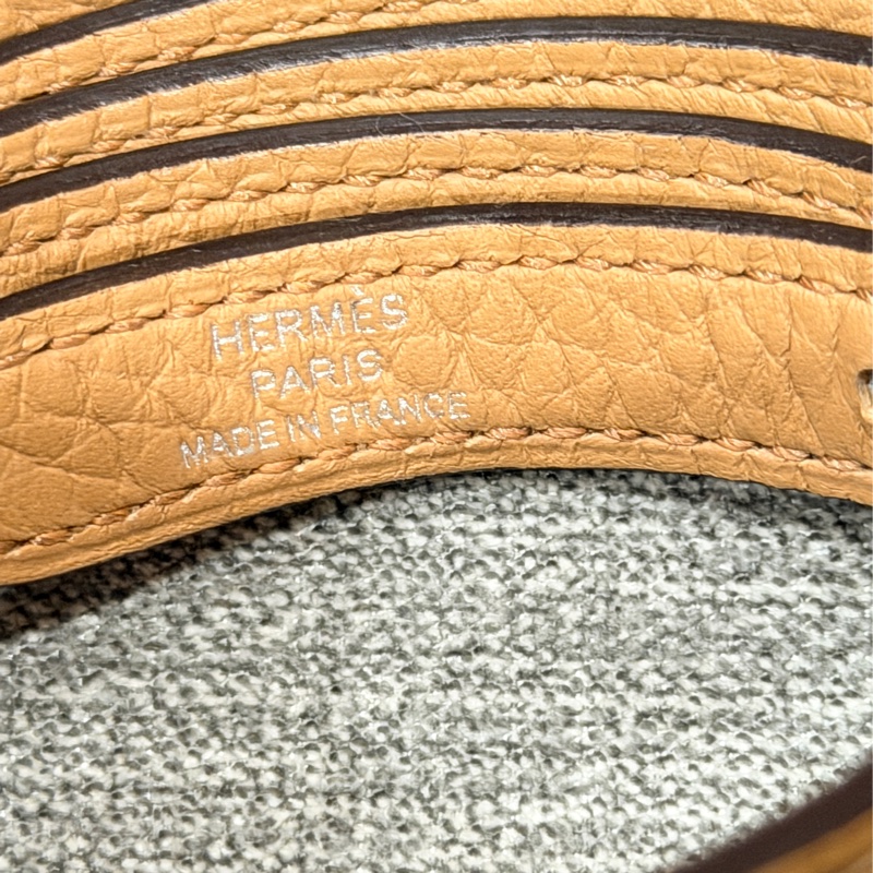 Hermes Halzan 25 餅乾色拼黃色銀扣-24
