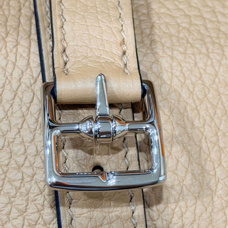 Hermes Halzan 25 餅乾色拼黃色銀扣-25