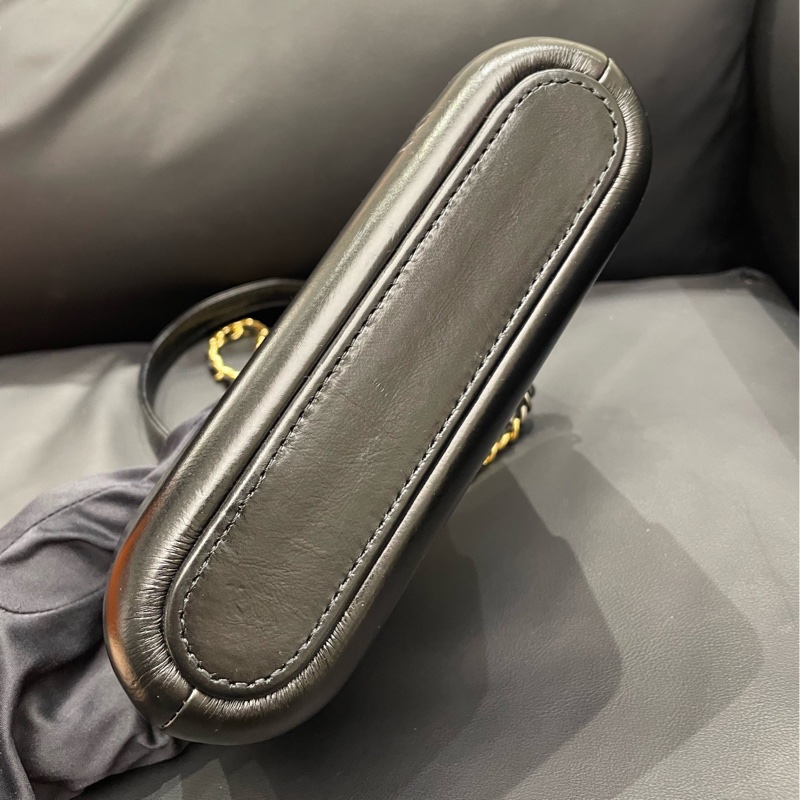 Chanel/香奈兒 黑金mini菱格紋流浪包 可單肩斜挎 年份:28開 尺寸：19*4*10cm 附件:保卡-5