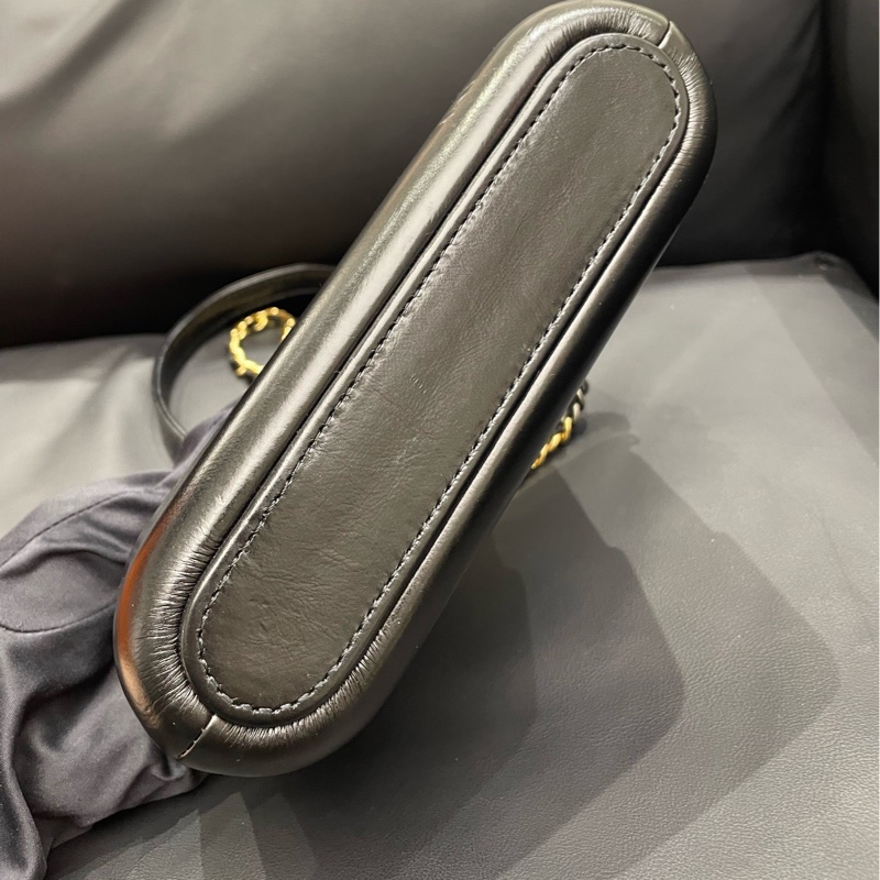 Chanel/香奈兒 黑金mini菱格紋流浪包 可單肩斜挎 年份:28開 尺寸：19*4*10cm 附件:保卡-8