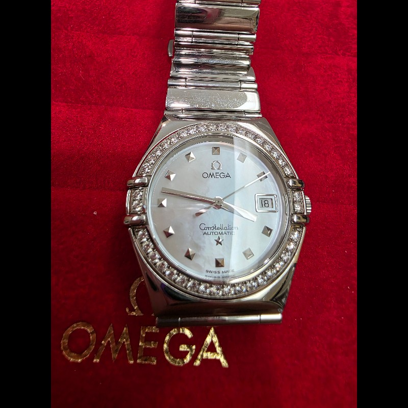 真品 OMEGA 歐米茄 珍珠母貝自動機芯鑽錶 原裝盒裝保單齊-23