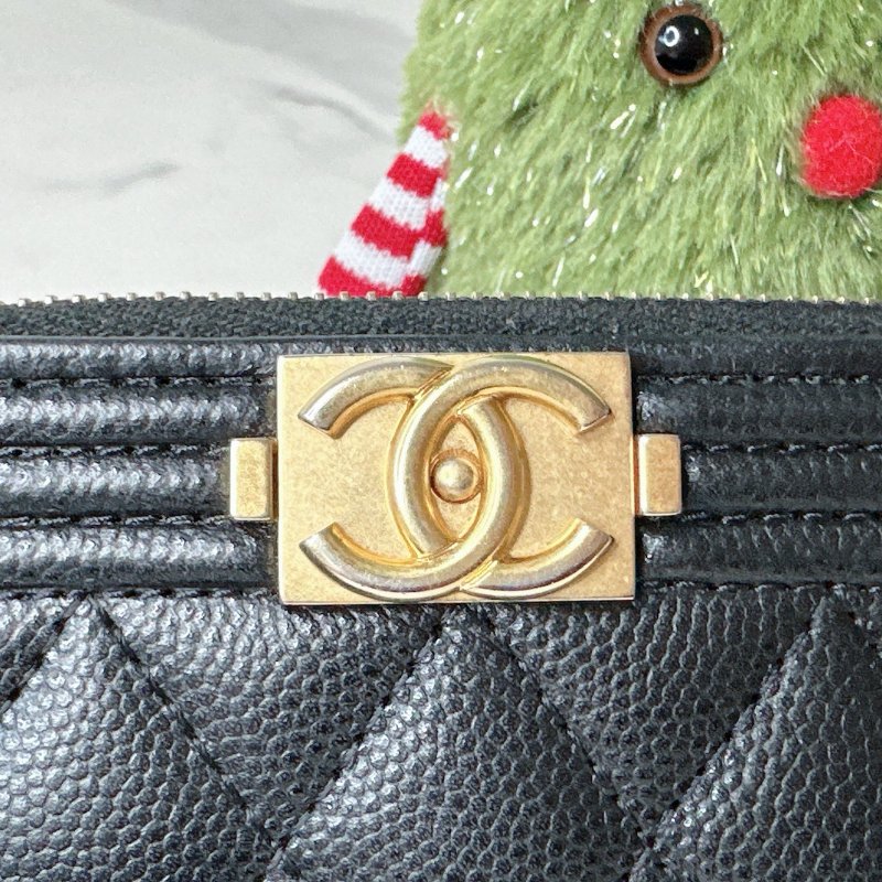 CHANEL BOY霧金牛皮零錢包-6