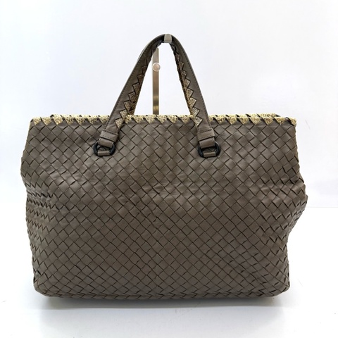 BOTTEGA VENETA 寶緹嘉 棕色編織拼蟒蛇皮革INTRECCIATO手提包