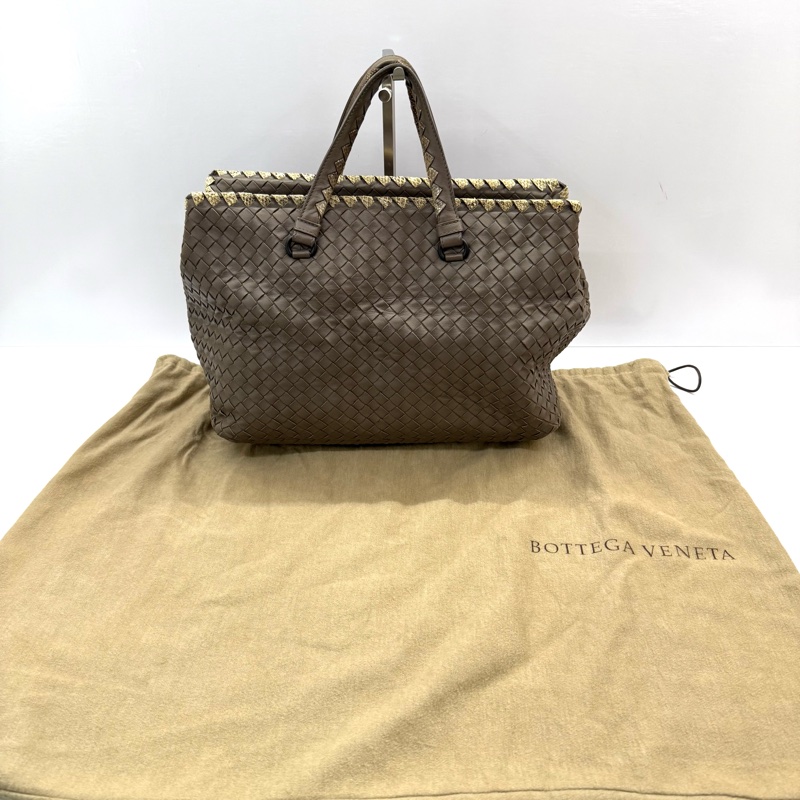 BOTTEGA VENETA 寶緹嘉 棕色編織拼蟒蛇皮革INTRECCIATO手提包-2