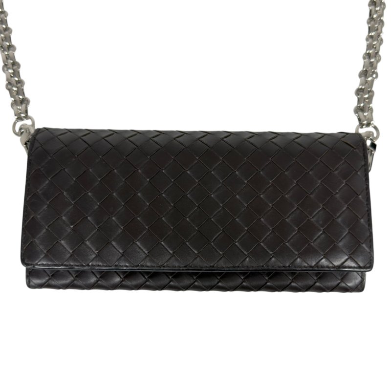 BOTTEGA VENETA *自加鏈＞送無品牌扣＋無品牌鏈帶* 織皮 斜揹袋-1