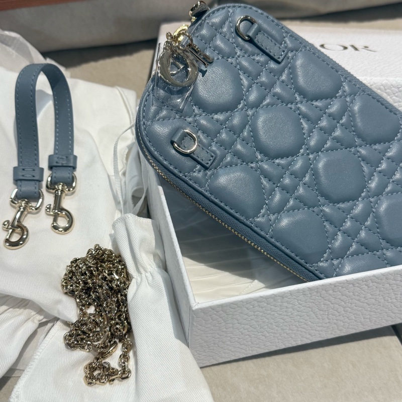 Dior Call’In Dior 羊皮鏈帶肩背包｜藍灰色-0