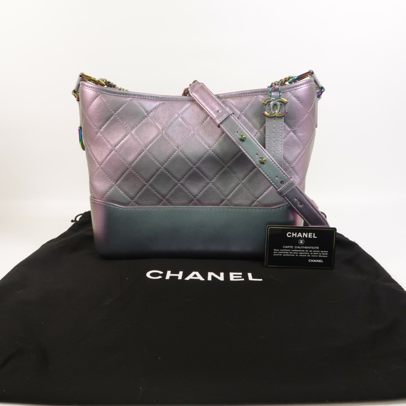 CHANEL 牛皮皮革Gabrielle Medium鏈帶肩背袋-9