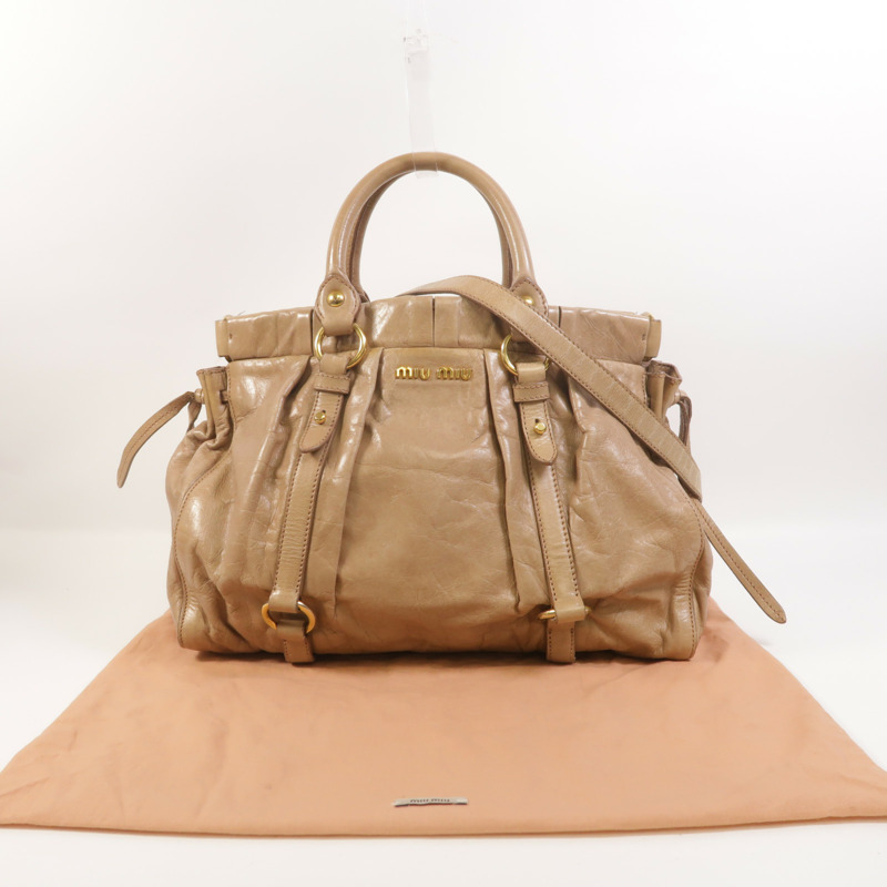Miu Miu 牛皮皮革2 Way Shoulder金扣手挽肩背兩用袋-9