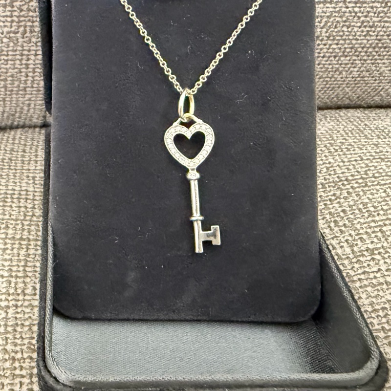 Tiffany&co. 柏金鑲鑽 key心型項鏈-0