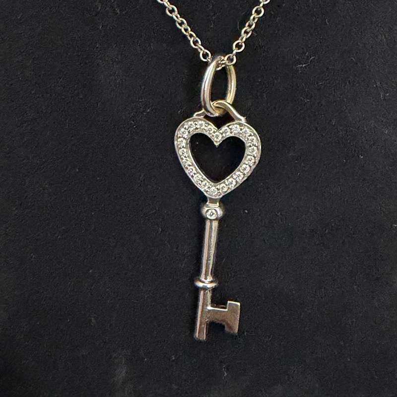 Tiffany&co. 柏金鑲鑽 key心型項鏈-1