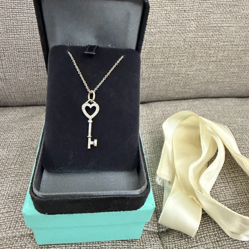 Tiffany&co. 柏金鑲鑽 key心型項鏈-2