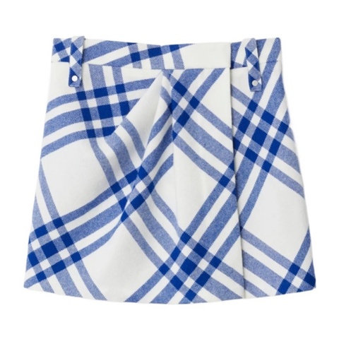 Burberry 女士 格紋羊毛迷你半身裙