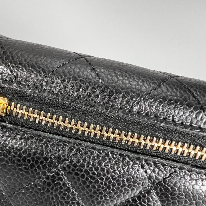 CHANEL CF黑金荔枝三折短夾 保卡款31開-8