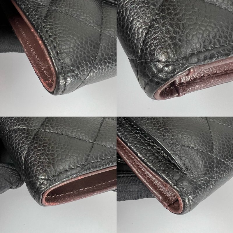 CHANEL CF黑金荔枝三折短夾 保卡款31開-9