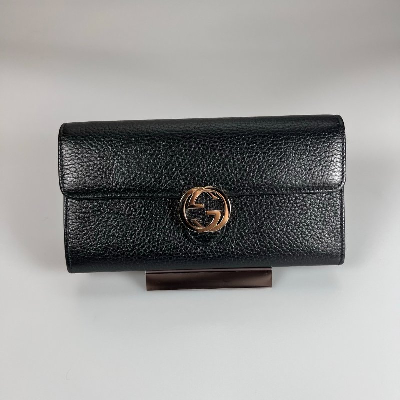 GUCCI 615524 黑鐵牌掀蓋長夾-0