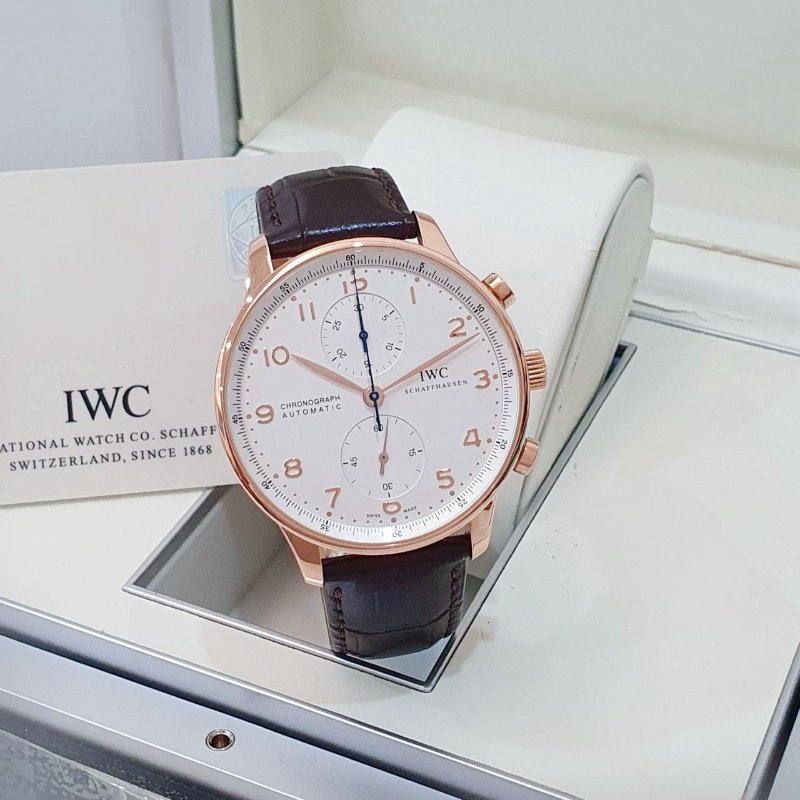 【大眾名錶】IWC萬國 IW371480 大葡萄牙 2013/01 18K玫瑰金 白色數字面盤 原廠錶帶錶扣 錶徑41mm 自動上鍊 大眾名錶G279-3