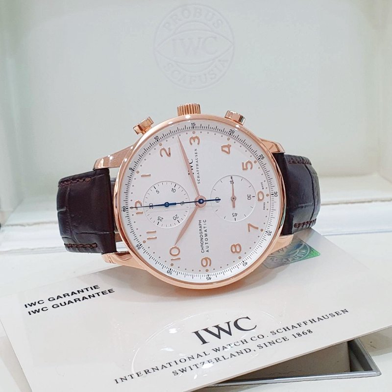 【大眾名錶】IWC萬國 IW371480 大葡萄牙 2013/01 18K玫瑰金 白色數字面盤 原廠錶帶錶扣 錶徑41mm 自動上鍊 大眾名錶G279-4