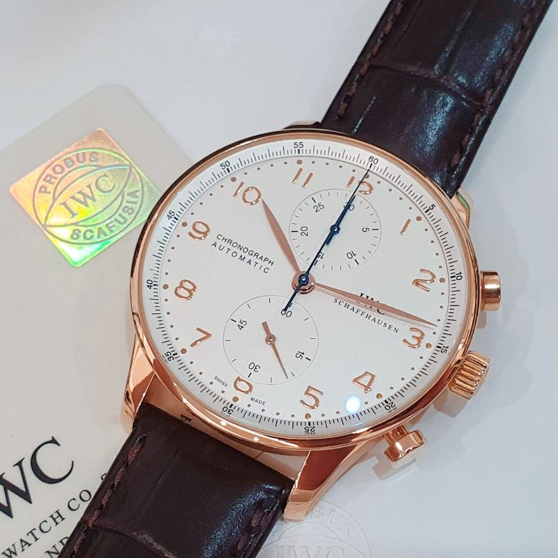 【大眾名錶】IWC萬國 IW371480 大葡萄牙 2013/01 18K玫瑰金 白色數字面盤 原廠錶帶錶扣 錶徑41mm 自動上鍊 大眾名錶G279-5