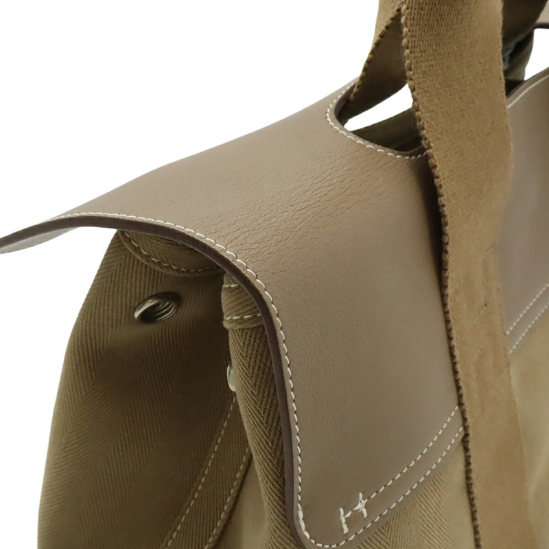 HERMES 瓦爾帕萊索小號手提包托特包 Toile V 形皮革 Etoupe Greige L Stamp-4
