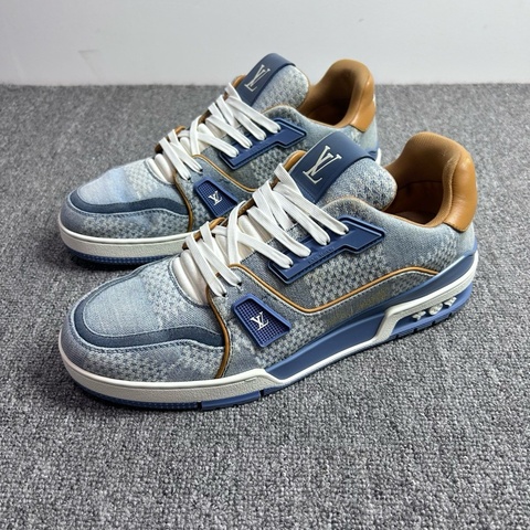 Louis Vuitton 路易威登 LV 藍色棋盤格 牛仔 Trainer 休閒鞋 尺碼：42碼 8碼 成色：96新