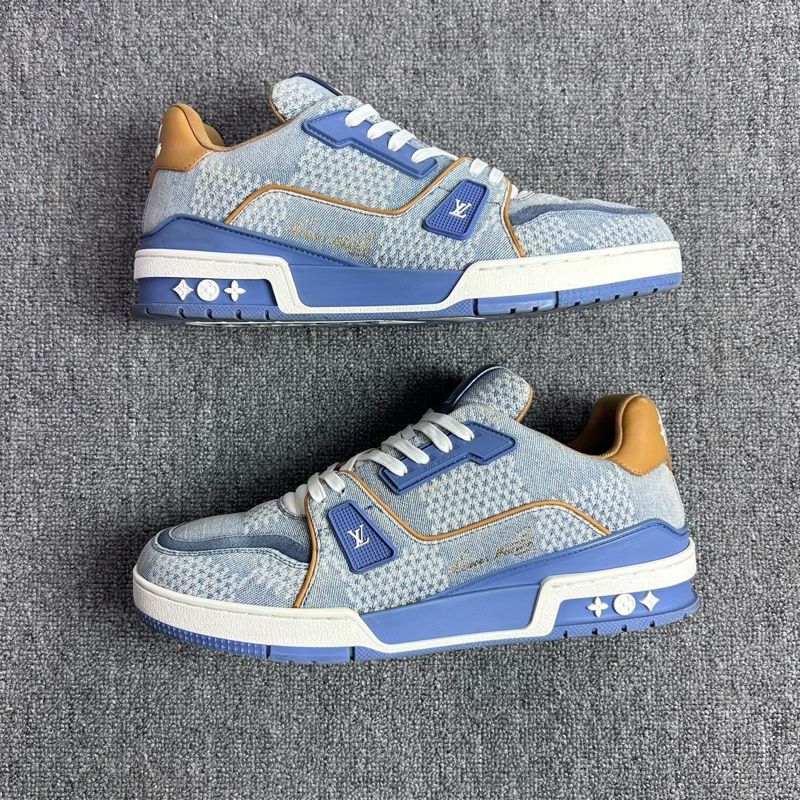 Louis Vuitton 路易威登 LV 藍色棋盤格 牛仔 Trainer 休閒鞋 尺碼：42碼 8碼 成色：96新-1