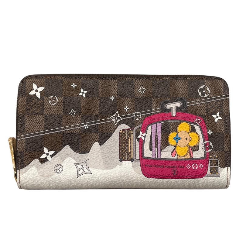 LOUIS VUITTON 路易威登 N60257 ZIPPY WALLET 拉鍊長夾 PVC帆布 VIVIENNE棋盤格 棕色 金釦-0