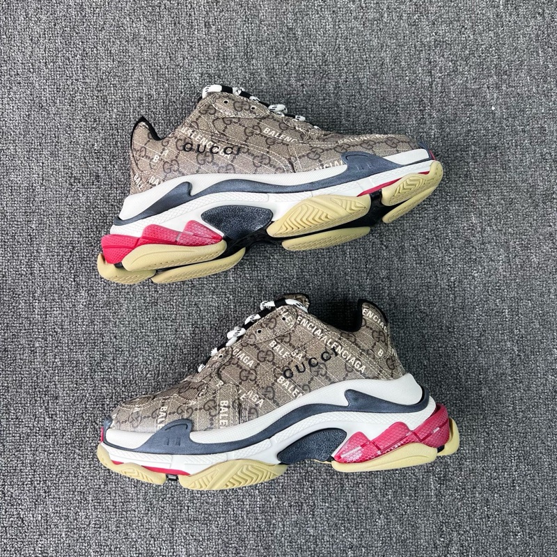 GUCCI/古馳 x 巴黎世家 Triple S 老爹鞋 烏木棕色 尺碼：39碼成色：99新-1