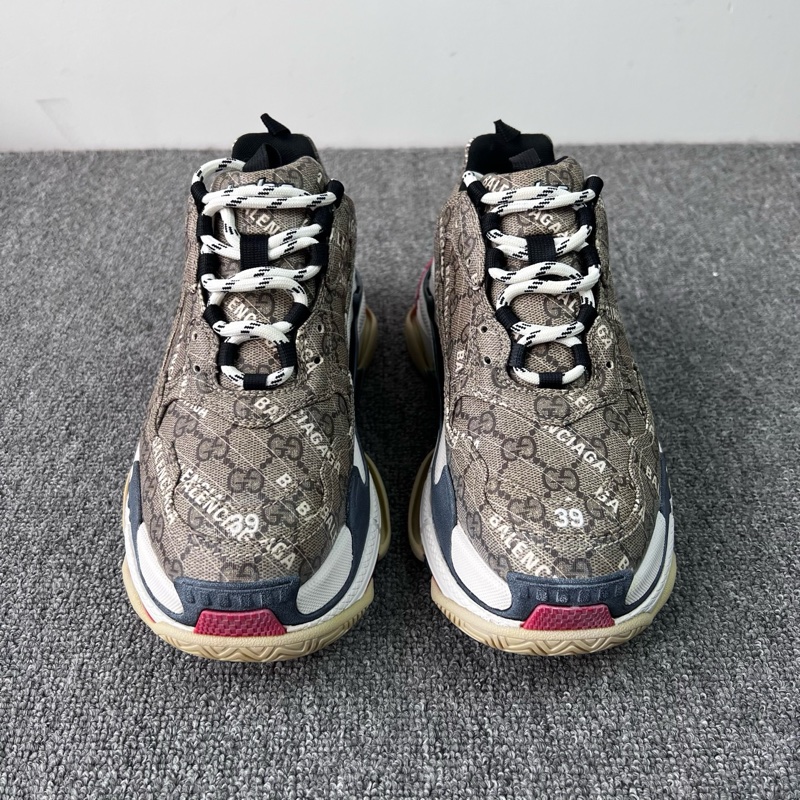 GUCCI/古馳 x 巴黎世家 Triple S 老爹鞋 烏木棕色 尺碼：39碼成色：99新-2