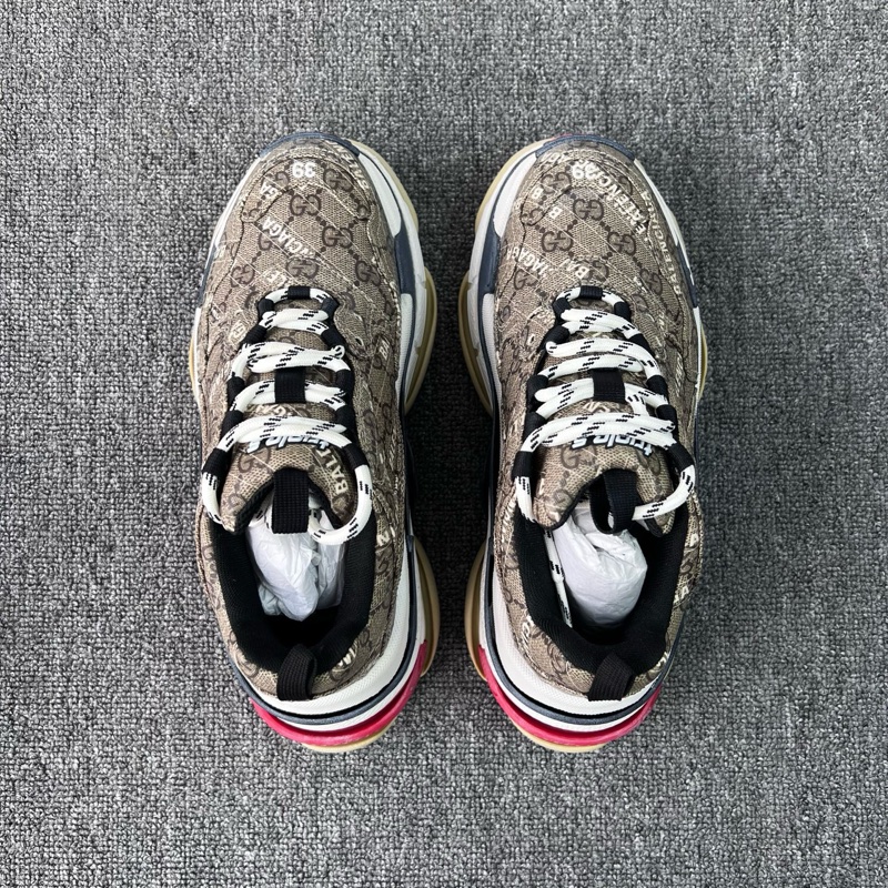 GUCCI/古馳 x 巴黎世家 Triple S 老爹鞋 烏木棕色 尺碼：39碼成色：99新-3