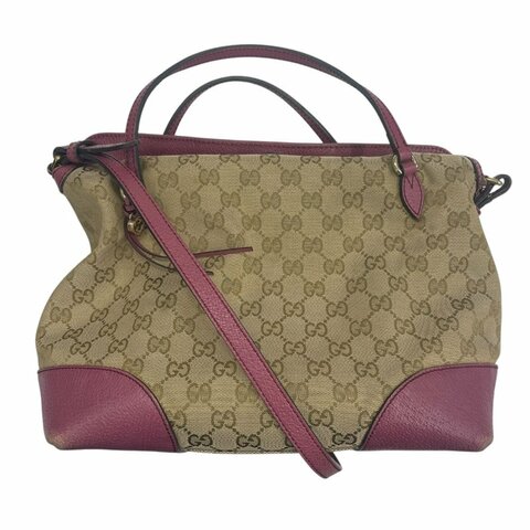 GUCCI 古馳 353120 老花兩用包 帆布 老花 粉色 金釦