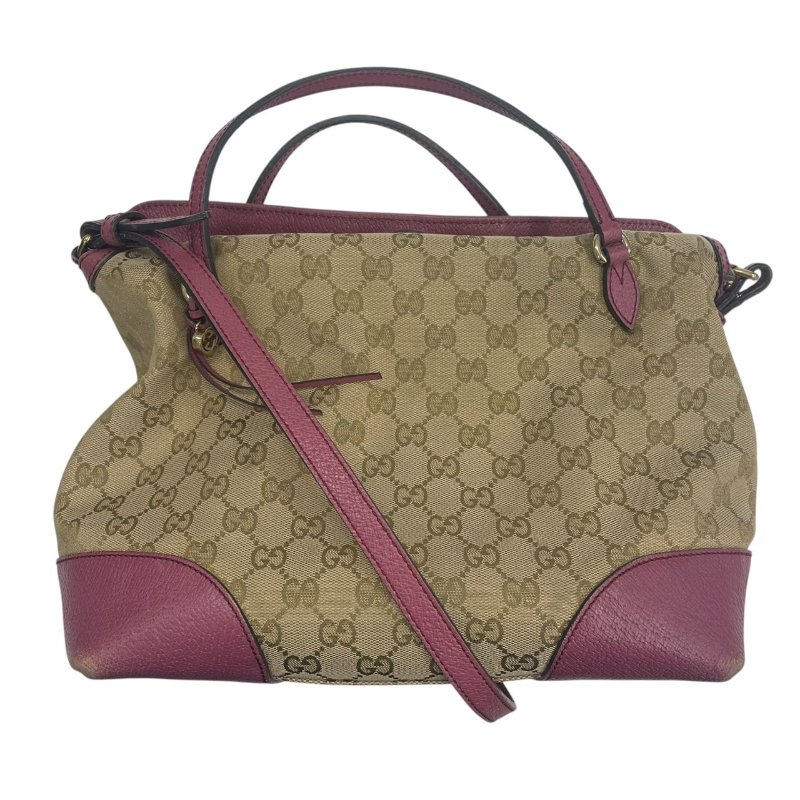GUCCI 古馳 353120 老花兩用包 帆布 老花 粉色 金釦-0