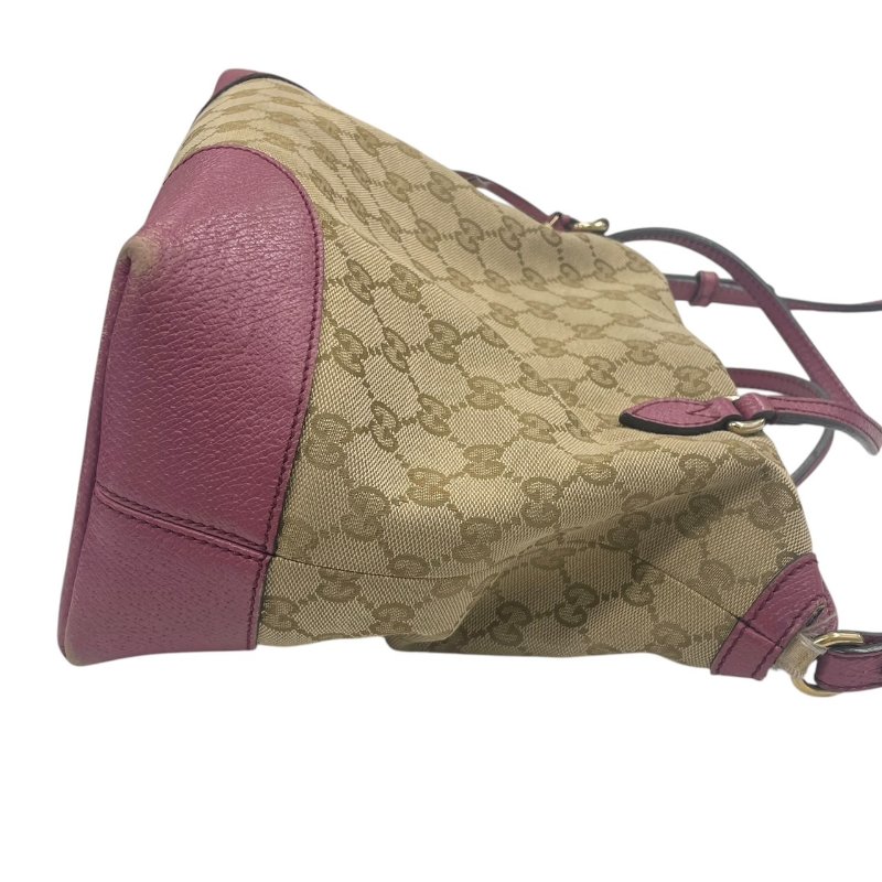 GUCCI 古馳 353120 老花兩用包 帆布 老花 粉色 金釦-4