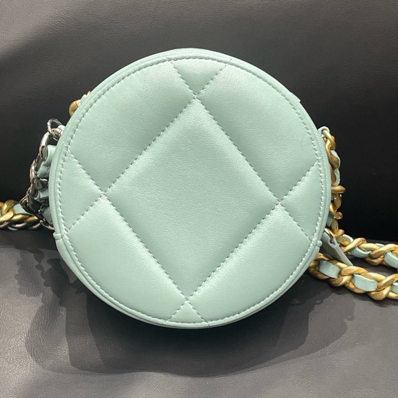 CHANEL/香奈兒19bag鴛鴦鏈條菱格紋 小羊皮圓餅包 尺寸：12*7*12 年份：29開 附件：防塵袋 保卡-1