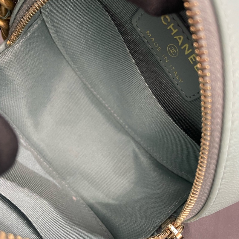 CHANEL/香奈兒19bag鴛鴦鏈條菱格紋 小羊皮圓餅包 尺寸：12*7*12 年份：29開 附件：防塵袋 保卡-5