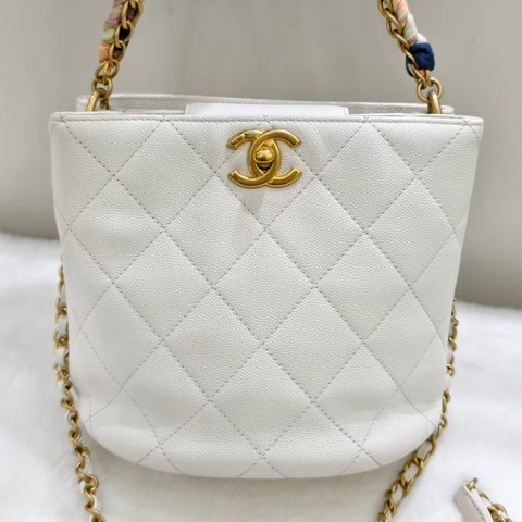 Chanel香奈兒白金荔枝皮水桶包 30開無卡
