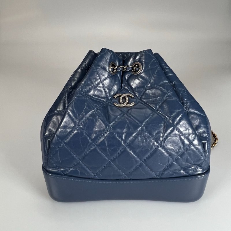 CHANEL 流浪後背包小號 藍 24開-0