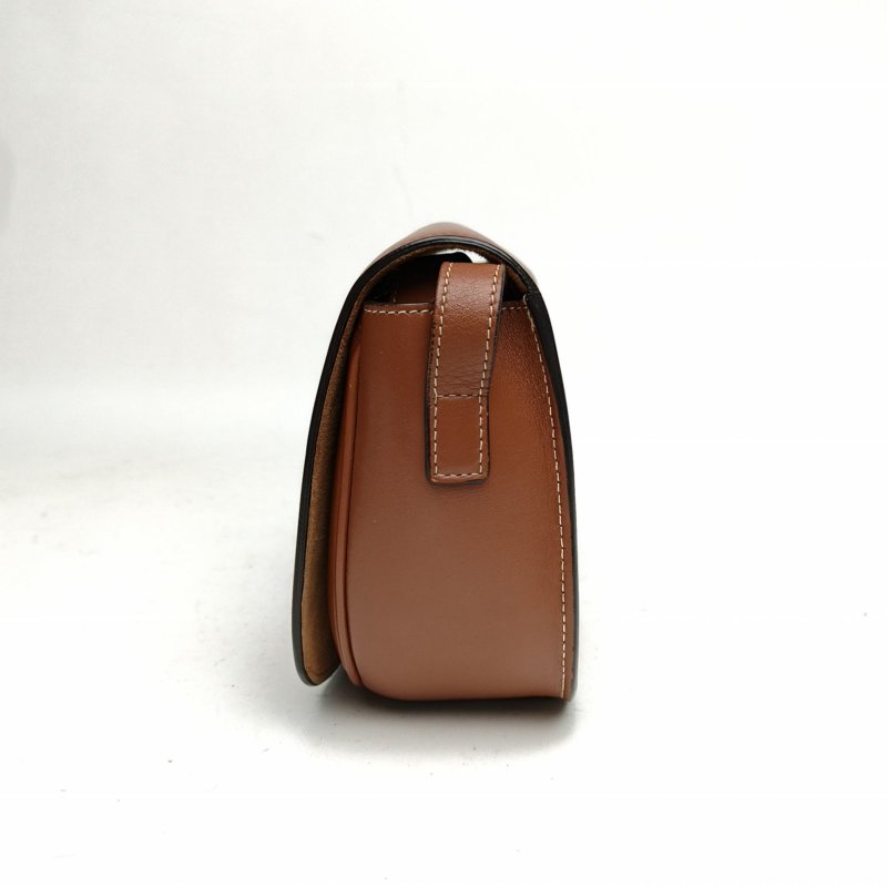 CELINE 棕色牛皮Folco馬鞍包肩背包-1