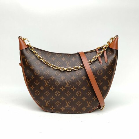 LOUIS VUITTON LoopHobo大豌豆月亮包老花PVC晶片肩背包