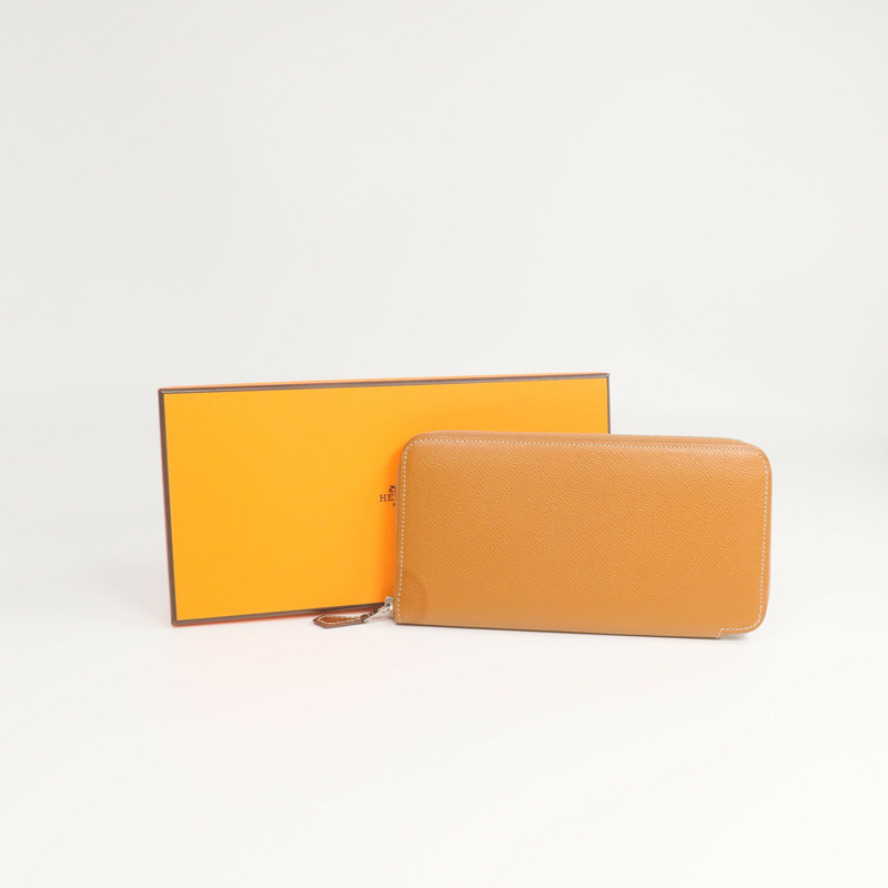 HERMES Epsom皮革Silk'In Long Wallet長錢包Gold-17