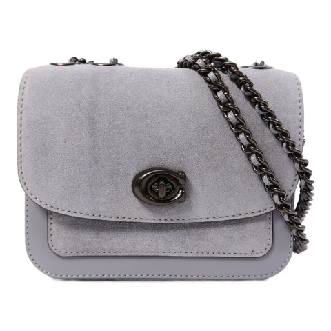 COACH 麂皮皮革Chain Shoulder Bag鏈帶肩背袋