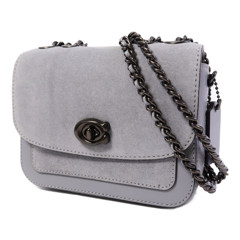 COACH 麂皮皮革Chain Shoulder Bag鏈帶肩背袋-2