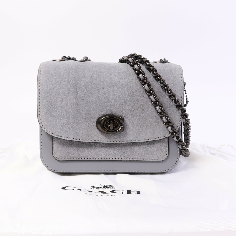 COACH 麂皮皮革Chain Shoulder Bag鏈帶肩背袋-8